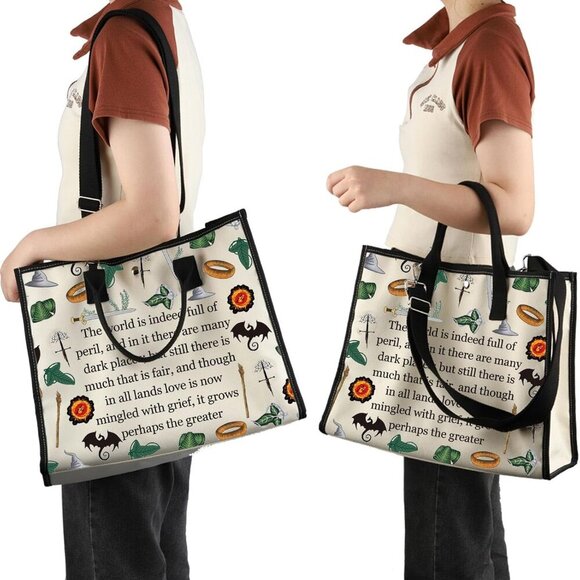 Lord of the Rings Quotes Canvas Tote Bag Travel Shopping Gift - Picture 7 of 7